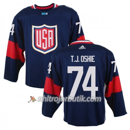 USA Tröja T.J. Oshie 74 World Cup 2016 Blå Premier